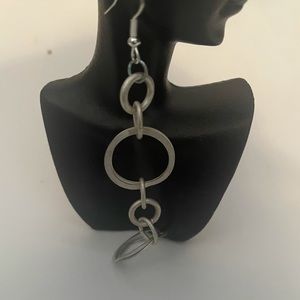 Matte silver plated circular earrings